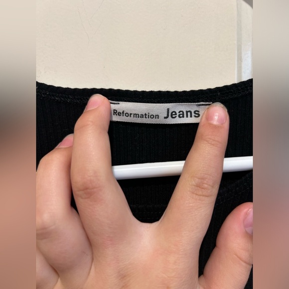 Reformation Size XL Black Tencel Ribbed Knit Sleeveless Mini Tank Dress - Picture 7 of 7